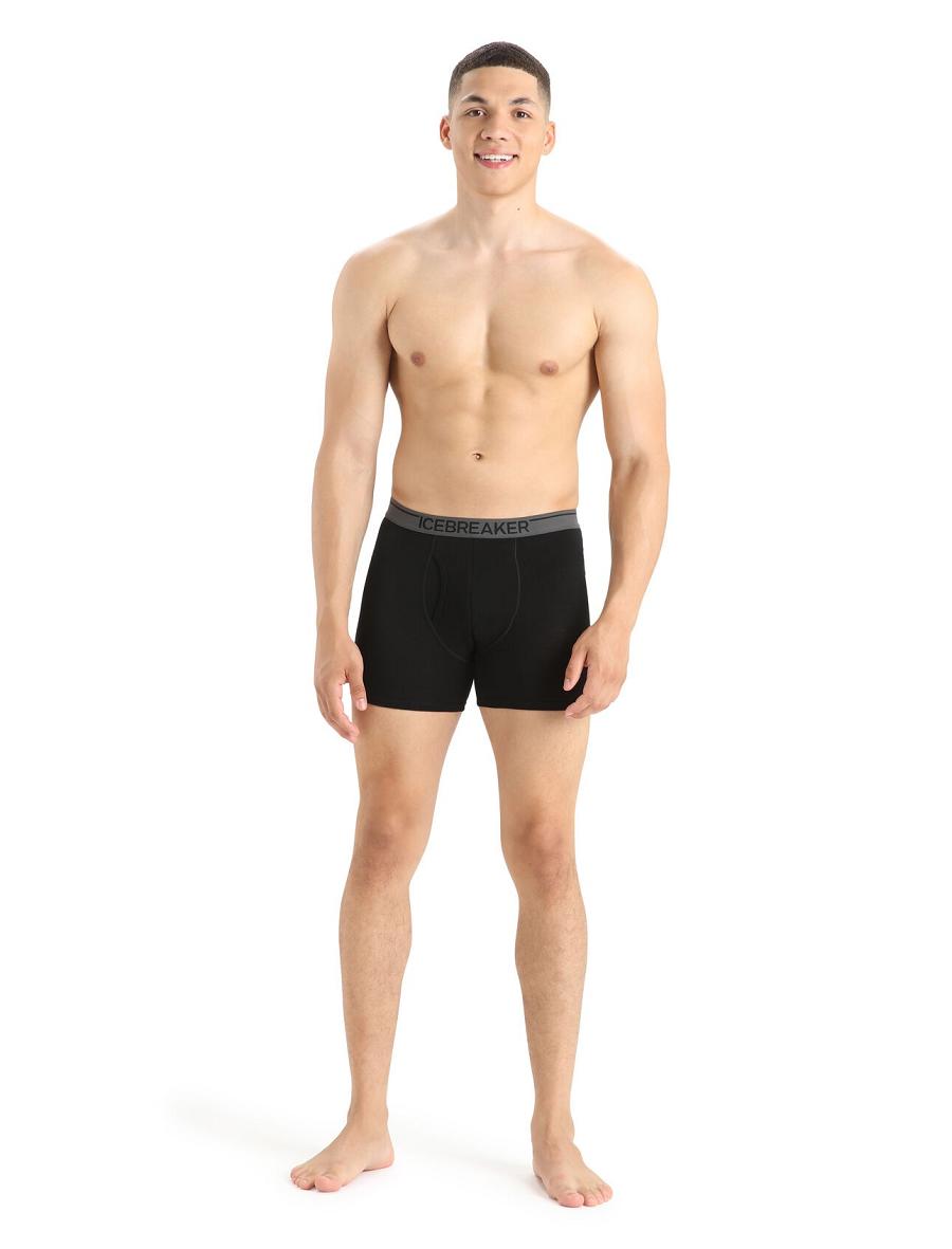 Bielizny Icebreaker Merino Anatomica Boxers With Fly 3 Pack Męskie Czarne | PL 1624RVDW